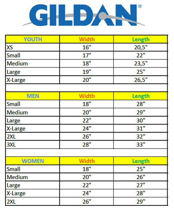 Gildan Size Chart - 1