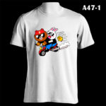 A47-1 - LINE Brown & Cony Bike Riding - White Tee