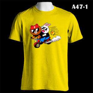 A47-1 - LINE Brown & Cony Bike Riding - Color Tee