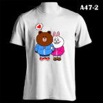 A47-2 - LINE Brown & Cony Winter Date - White Tee (B)