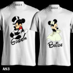 A83 - Mickey Minnie - Bride Groom - White Tee
