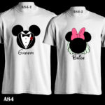 A84 - Mickey & Minnie - Bride Groom - White Tee