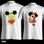 A86 - Minion Mickey & Minnie - White TEe