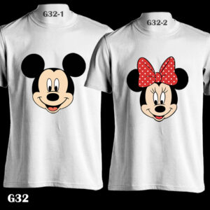 G32 - Mickey & Minnie Face - White Te