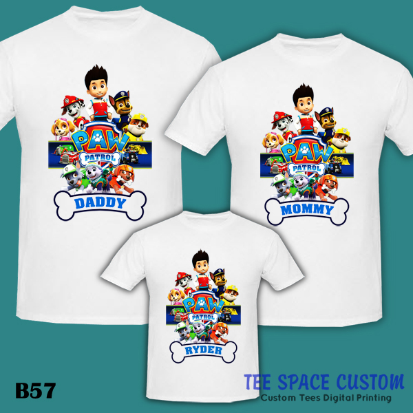 PAW PATROL Adventure Bay Birthday Party | Family White T-Shirt | Tee Space  Custom