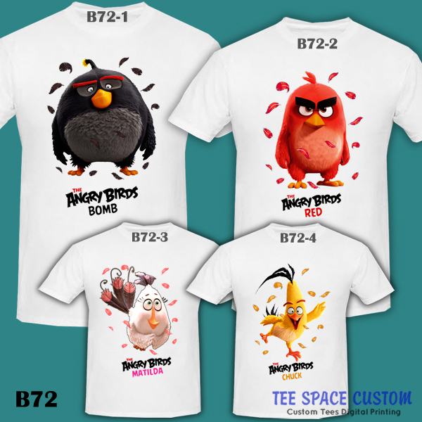 The ANGRY BIRDS Movie 2016 Red Chuck Bomb & Matilda White T-Shirt