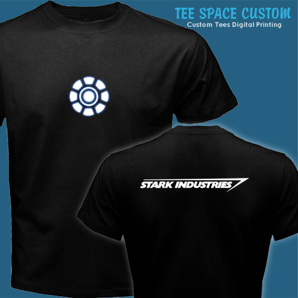 STARK INDUSTRIES Iron Man Tony Stark Marvel Comics Black T-Shirt