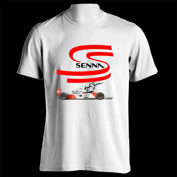 AYRTON SENNA da Silva F1 Formula One White T-Shirt | Tee Space Custom